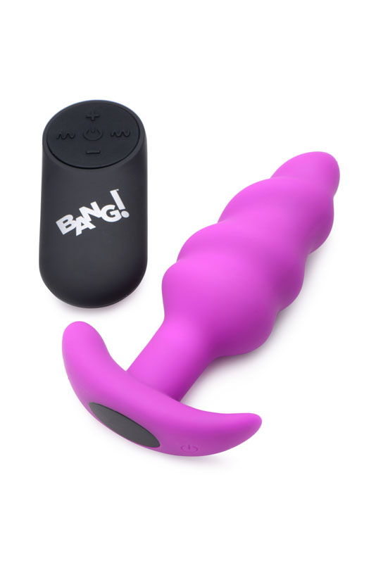 Remote Control 21X Vibrating Silicone Swirl Butt Plug - Purple - Image 4