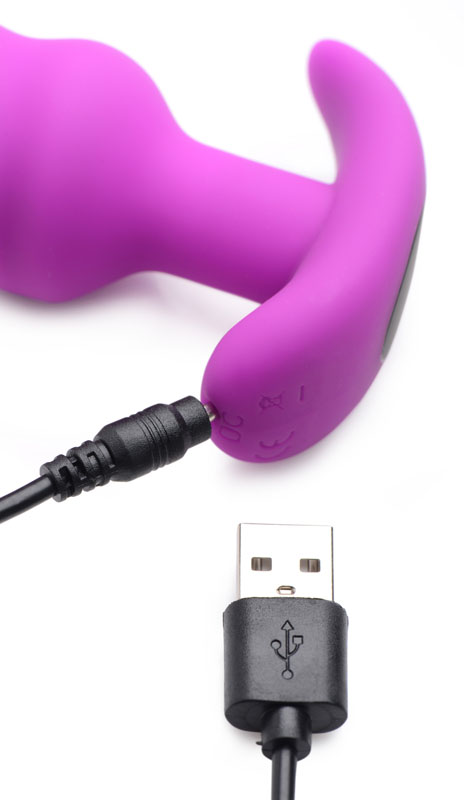 Remote Control 21X Vibrating Silicone Swirl Butt Plug - Purple - Image 6