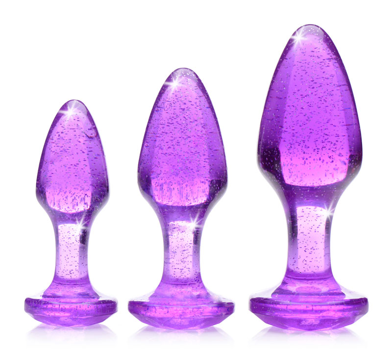 Glitter Gem Anal Plug Set - Purple - Image 3