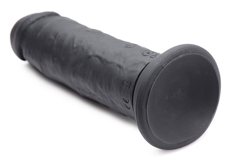 Power Player 28X Vibrating Silicone Dildo with Remote - Black - Image 5