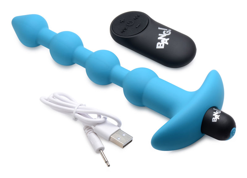 Remote Control Vibrating Silicone Anal Beads - Blue - Image 6