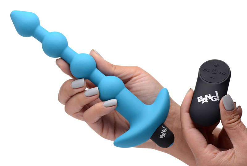 Remote Control Vibrating Silicone Anal Beads - Blue - Image 3