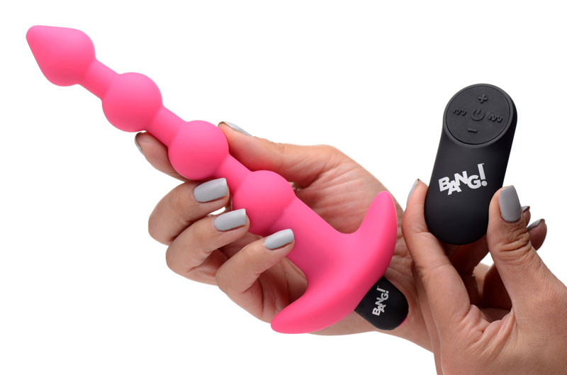Remote Control Vibrating Silicone Anal Beads - Pink - Image 3