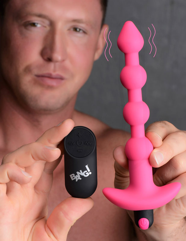 Remote Control Vibrating Silicone Anal Beads - Pink - Image 2