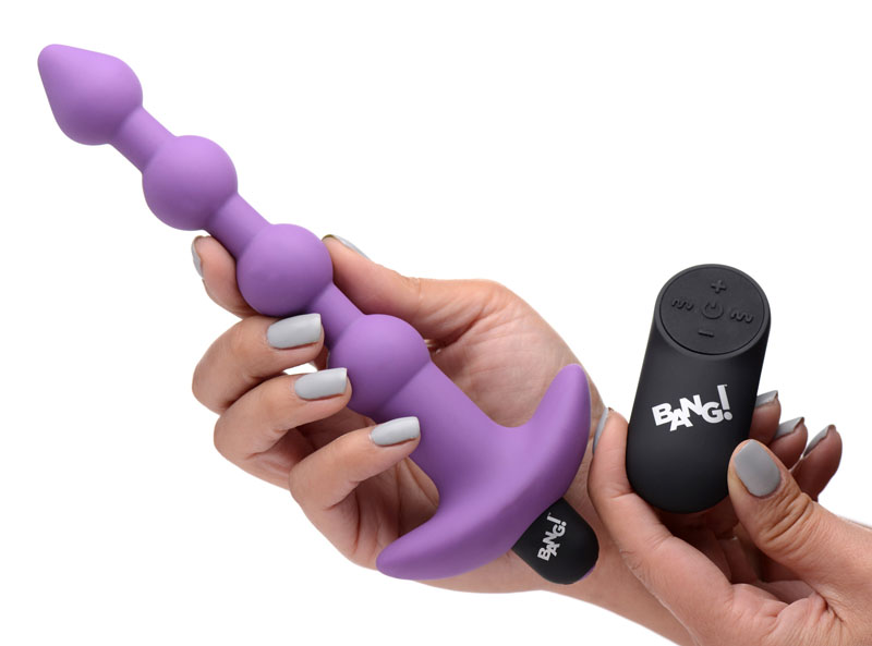 Remote Control Vibrating Silicone Anal Beads - Purple - Image 3