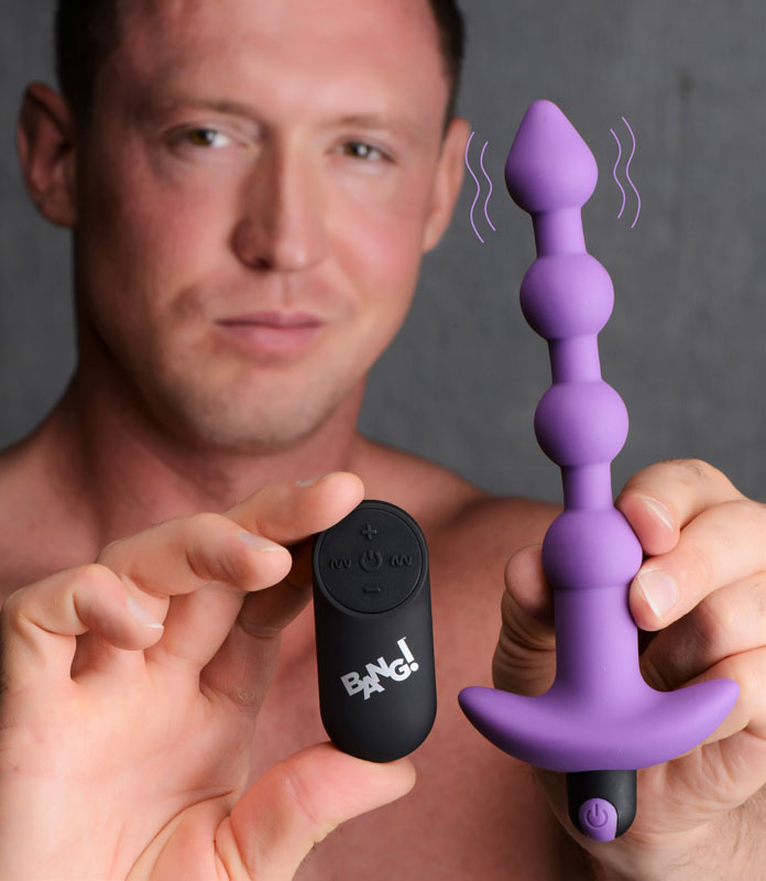 Remote Control Vibrating Silicone Anal Beads - Purple - Image 2