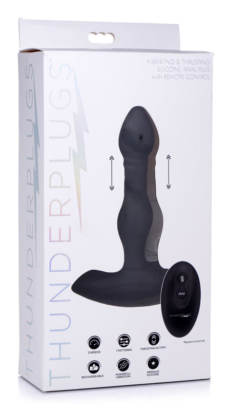 Vibrating and Thrusting Remote Control Silicone Anal Plug - Image 7