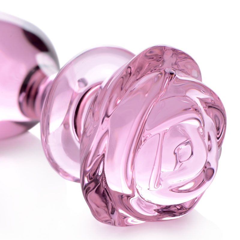 Pink Rose Glass Anal Plug - Large - Image 4