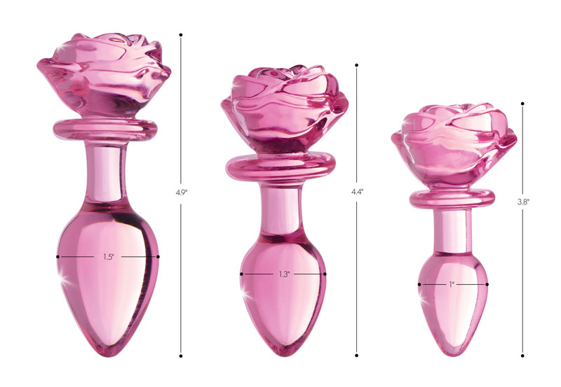 Pink Rose Glass Anal Plug - Medium - Image 6