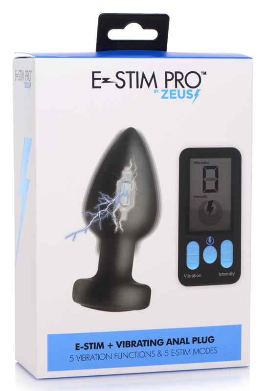 E-Stim Pro Silicone Vibrating Anal Plug with Remote Control - Image 9