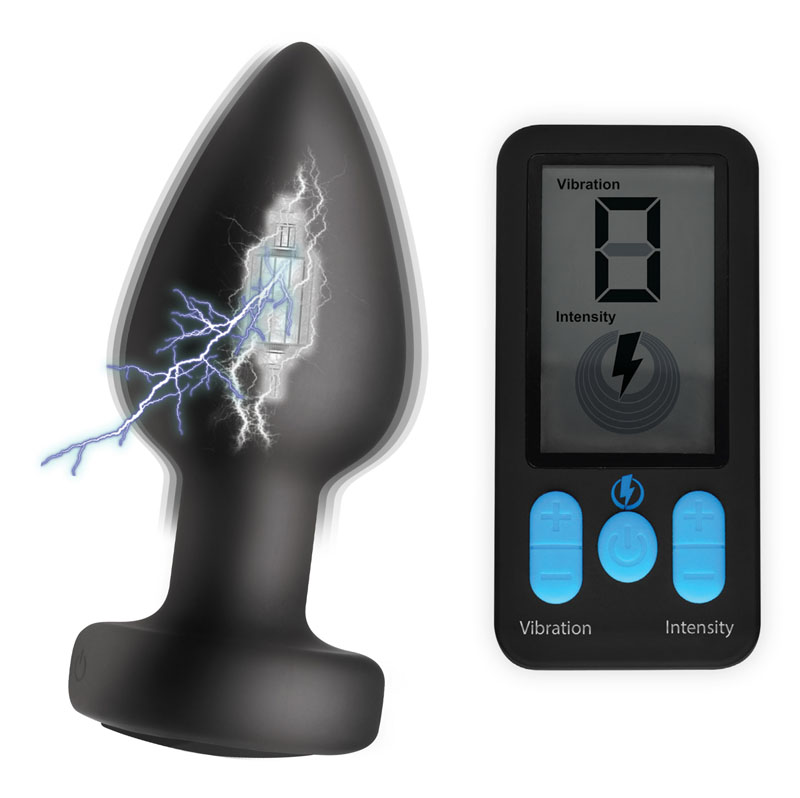 E-Stim Pro Silicone Vibrating Anal Plug with Remote Control - Image 3
