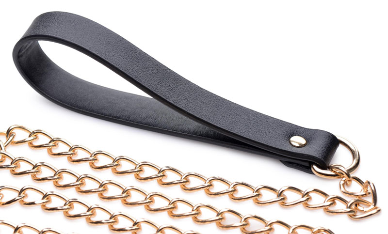 Leashed Lover Black and Gold Chain Leash - Image 3