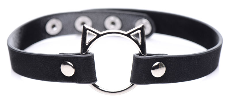 Kinky Kitty Ring Slim Choker - Black - Image 2