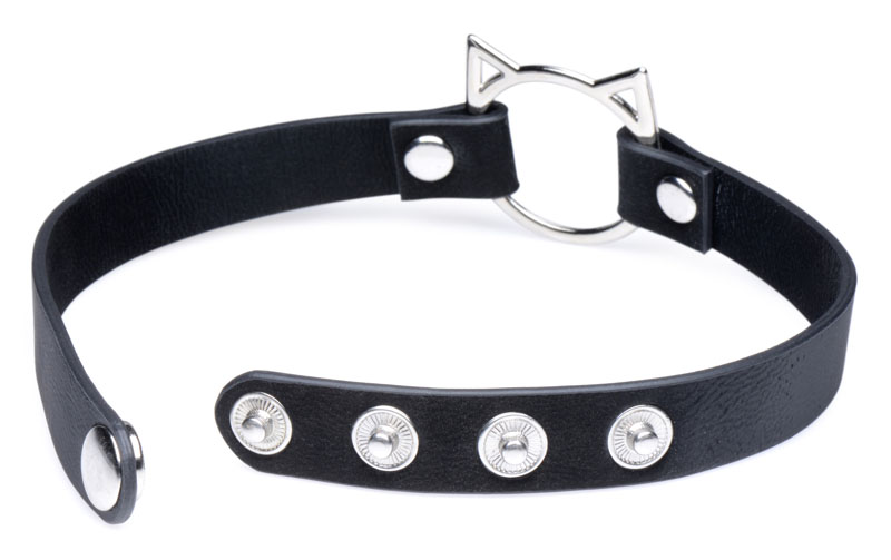 Kinky Kitty Ring Slim Choker - Black - Image 3