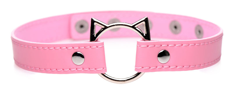 Kinky Kitty Ring Slim Choker - Pink - Image 2