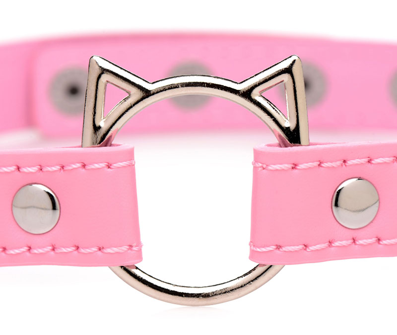 Kinky Kitty Ring Slim Choker - Pink - Image 4