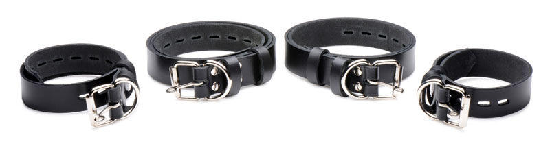 4 Pack Leather Locking Bondage Straps - Image 4
