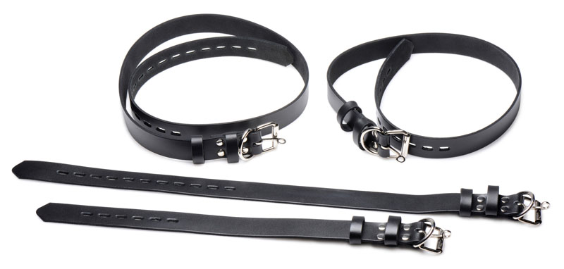 4 Pack Leather Locking Bondage Straps - Image 3