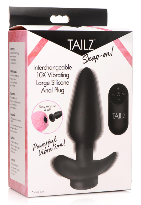 Interchangeable 10X Vibrating Silicone Anal Plug with Remote - Large - Image 9