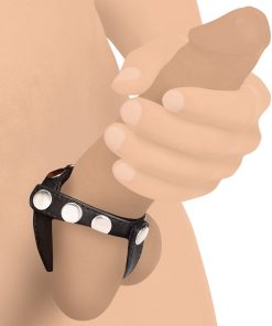 Leather Snap-on Cock Harness - Black