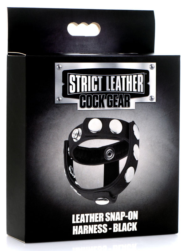Leather Snap-on Cock Harness - Black - Image 3