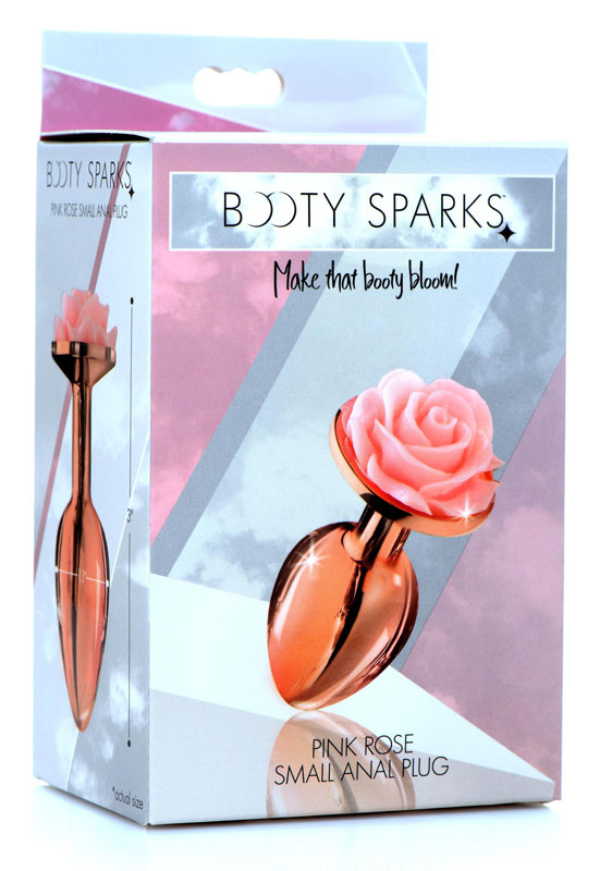 Rose Gold Anal Plug with Pink Flower - Small - Image 7