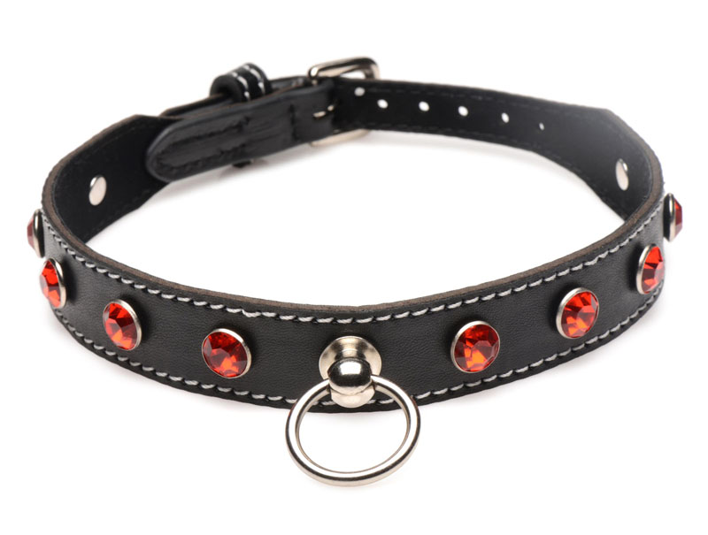 Rhinestone Choker with O-Ring - Red - Image 3