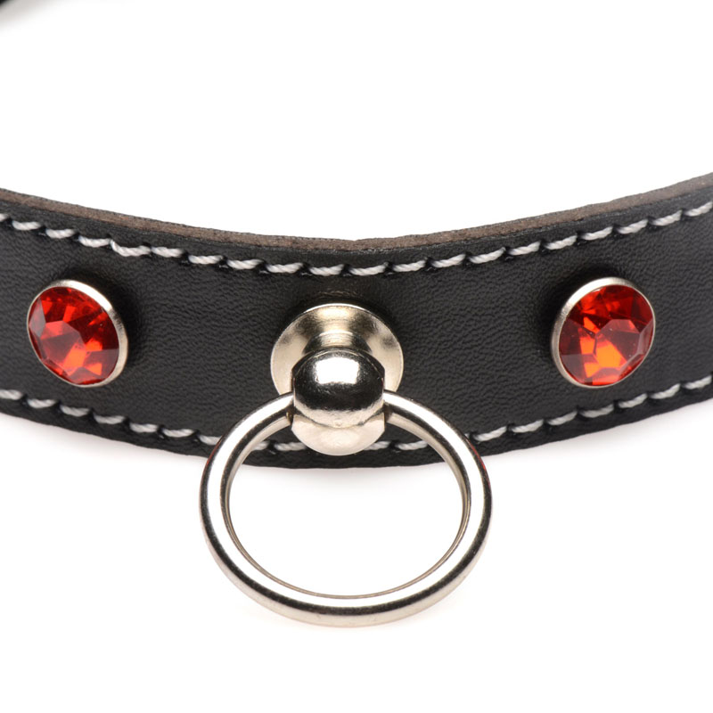 Rhinestone Choker with O-Ring - Red - Image 5