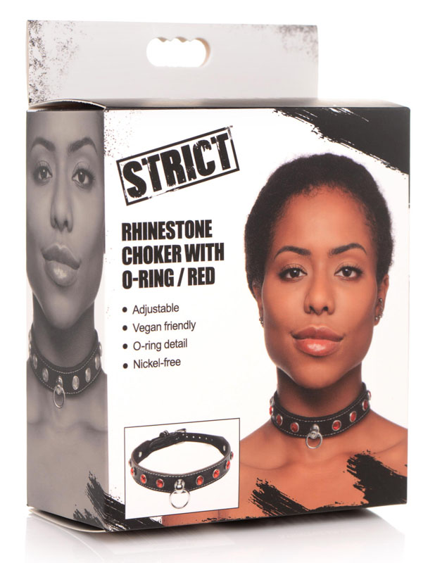 Rhinestone Choker with O-Ring - Red - Image 7