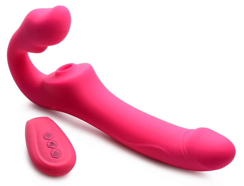 Licking and Vibrating Strapless Strap-On with Remote Control - Image 4
