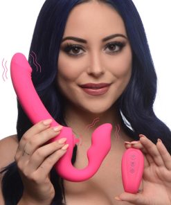 Licking and Vibrating Strapless Strap-On with Remote Control