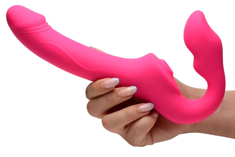 Licking and Vibrating Strapless Strap-On with Remote Control - Image 3