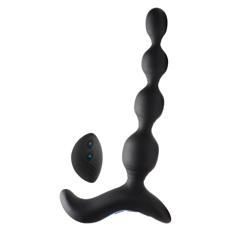 Shock-Beads 80X Vibrating & E-stim Silicone Anal Beads with Remote - Image 2