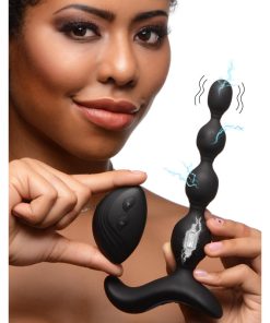 Shock-Beads 80X Vibrating & E-stim Silicone Anal Beads with Remote