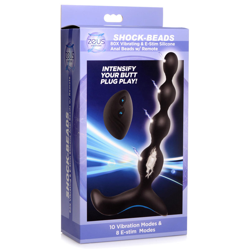 Shock-Beads 80X Vibrating & E-stim Silicone Anal Beads with Remote - Image 4