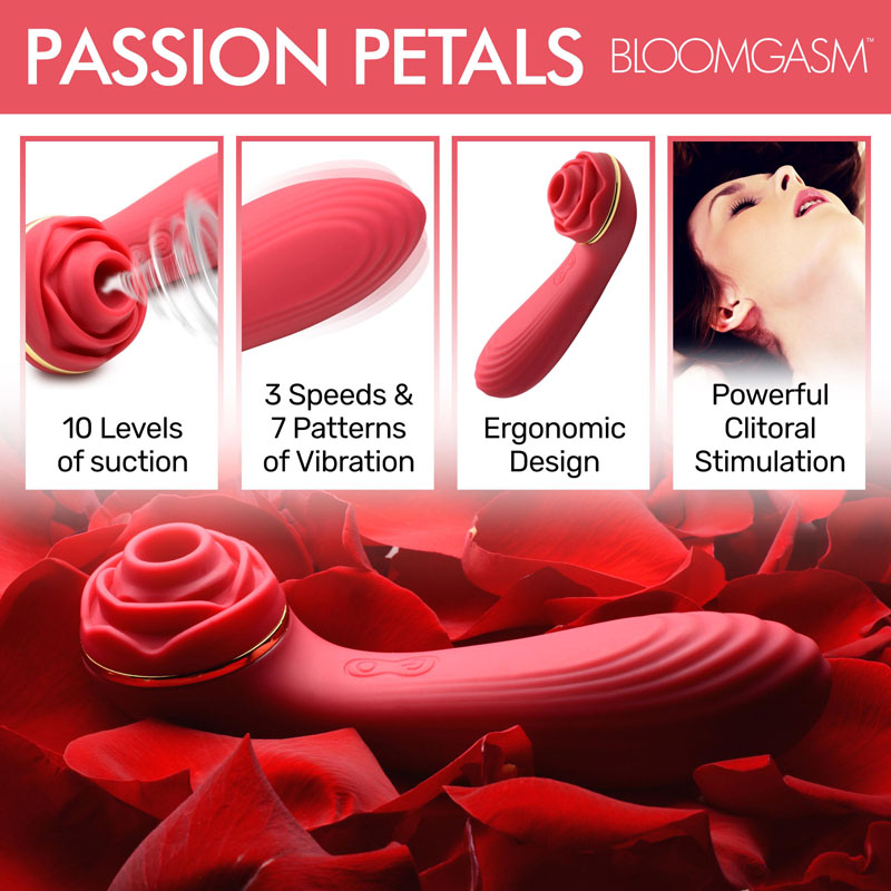 Passion Petals 10X Silicone Suction Rose Vibrator - Red - Image 2