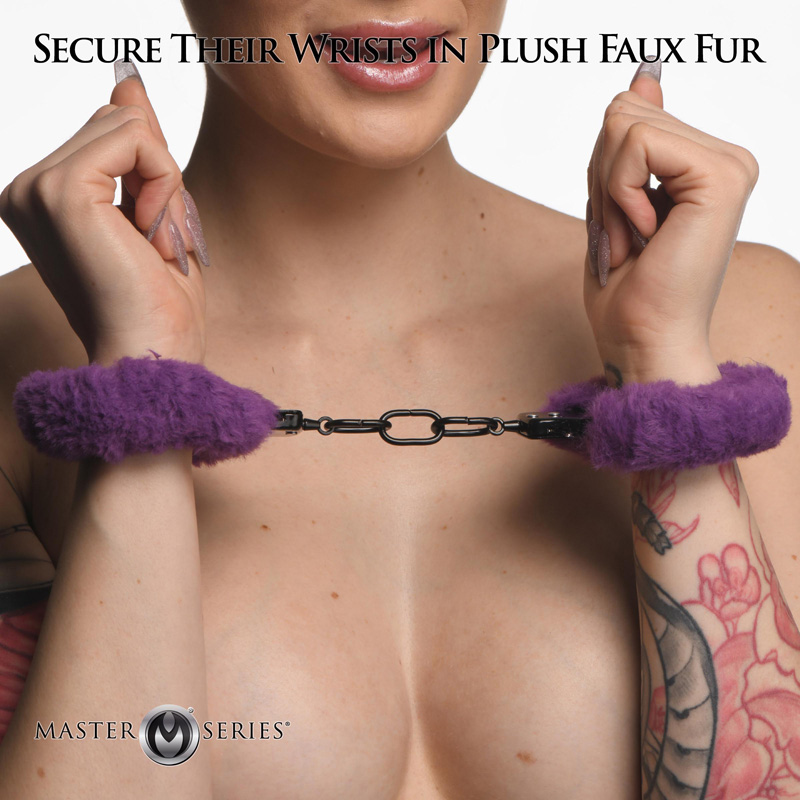 Cuffed in Fur Furry Handcuffs - Purple - Image 2