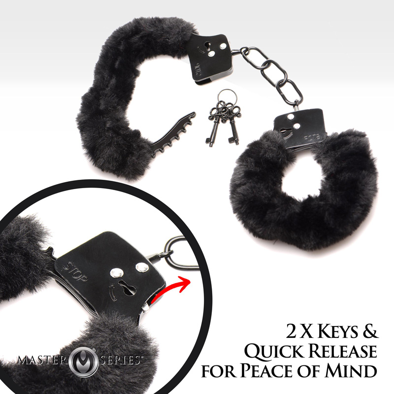 Cuffed In Fur Furry Handcuffs - Black - Image 4