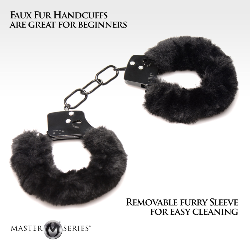 Cuffed In Fur Furry Handcuffs - Black - Image 2