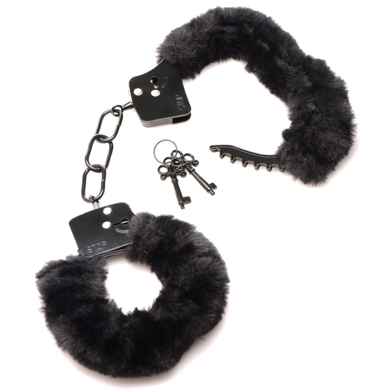 Cuffed In Fur Furry Handcuffs - Black - Image 6
