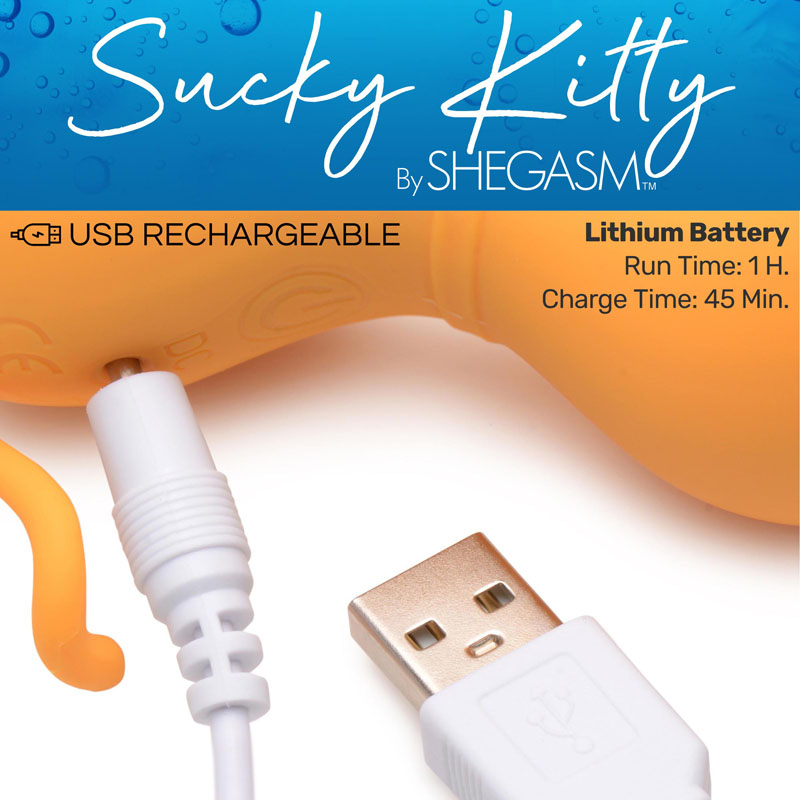 Sucky Kitty Silicone Clitoral Stimulator - Orange - Image 5