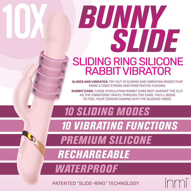 10X Bunny Slide Ring Silicone Vibrator - Image 2