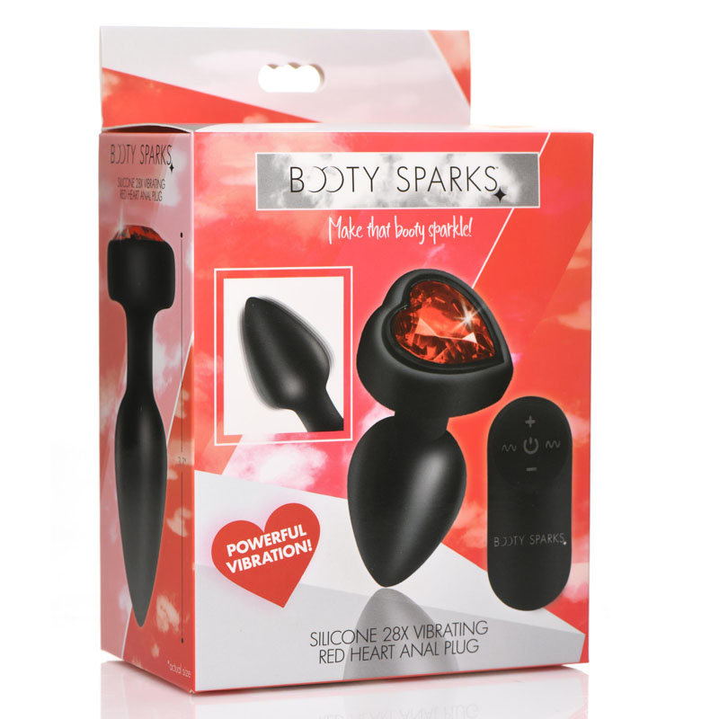 28X Vibrating Silicone Red Heart Anal Plug - Small - Image 7