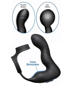 10X Inflatable and Vibrating Prostate Plug with Cock and Ball Ring