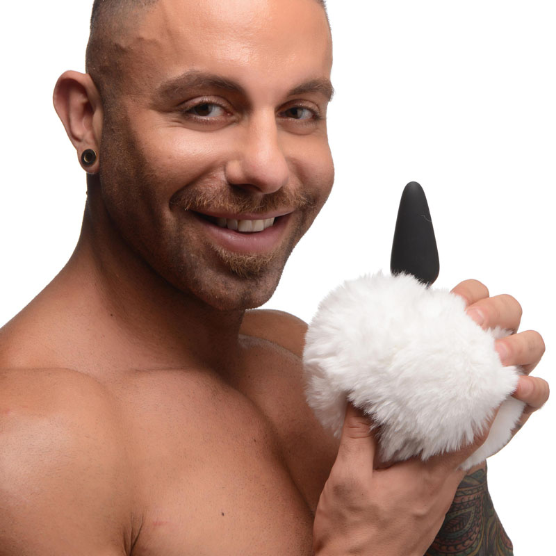 Small Anal Plug with Interchangeable Bunny Tail - White - Image 2