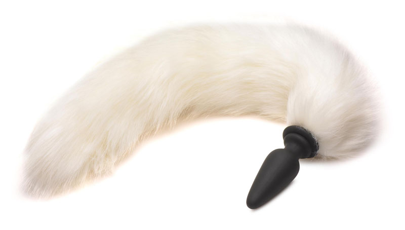 Large Anal Plug with Interchangeable Fox Tail - White - Image 4