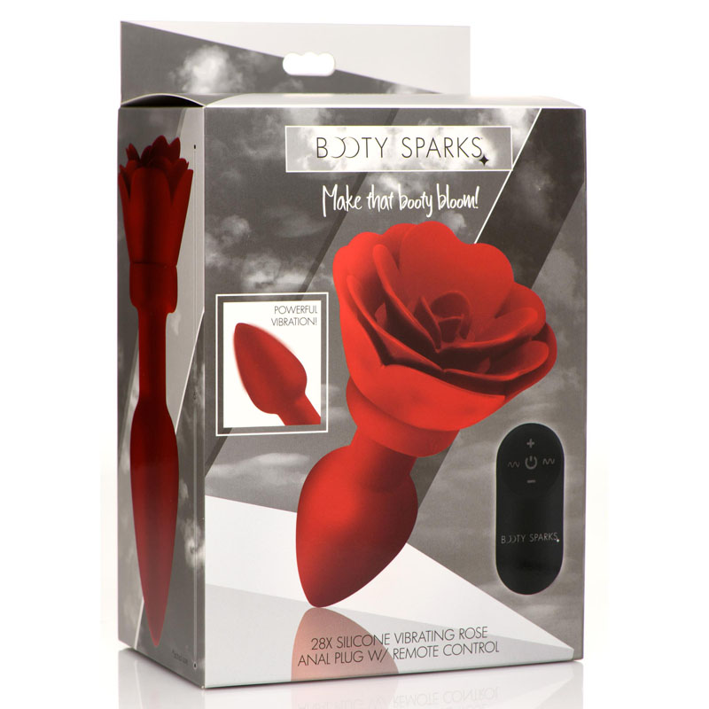 28X Silicone Vibrating Rose Anal Plug with Remote - Large - Image 9