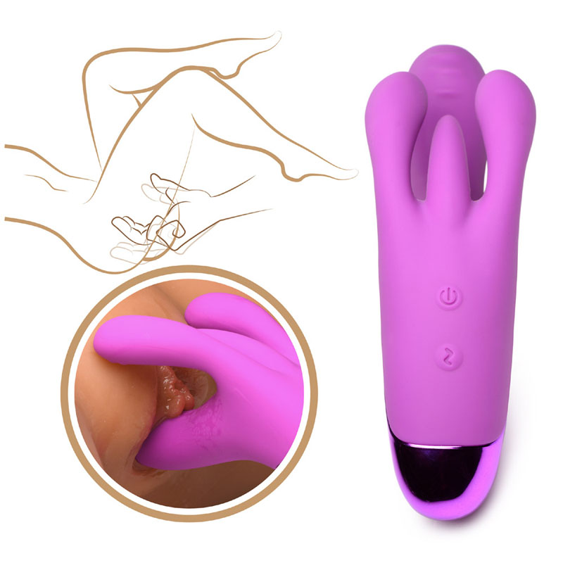 10X Triple Rabbit Silicone Vibrator - Purple - Image 3