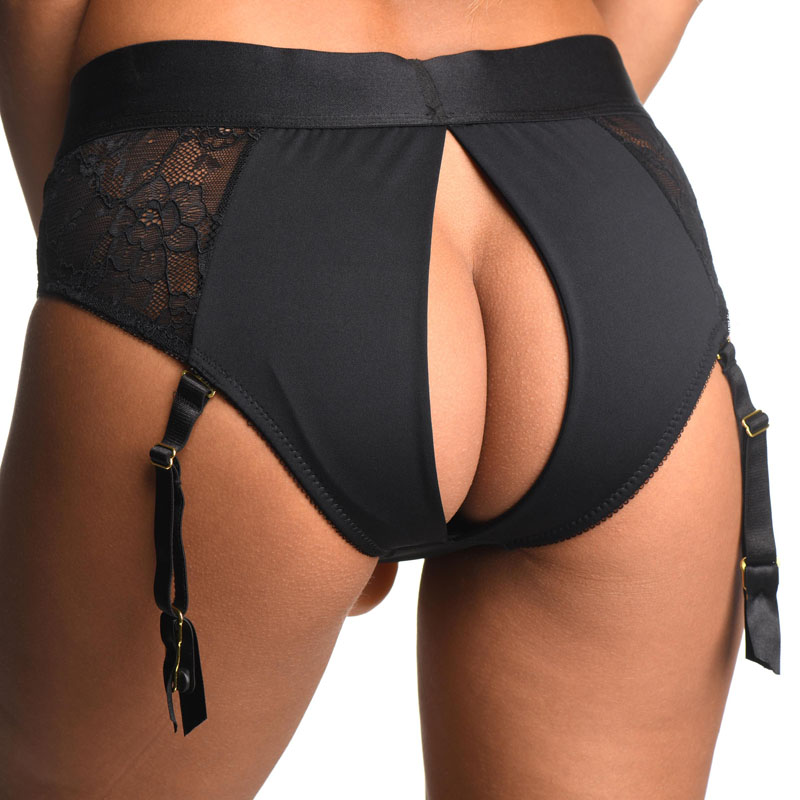 Laced Seductress Crotchless Panty Harness with Garter Straps - SM - Image 5