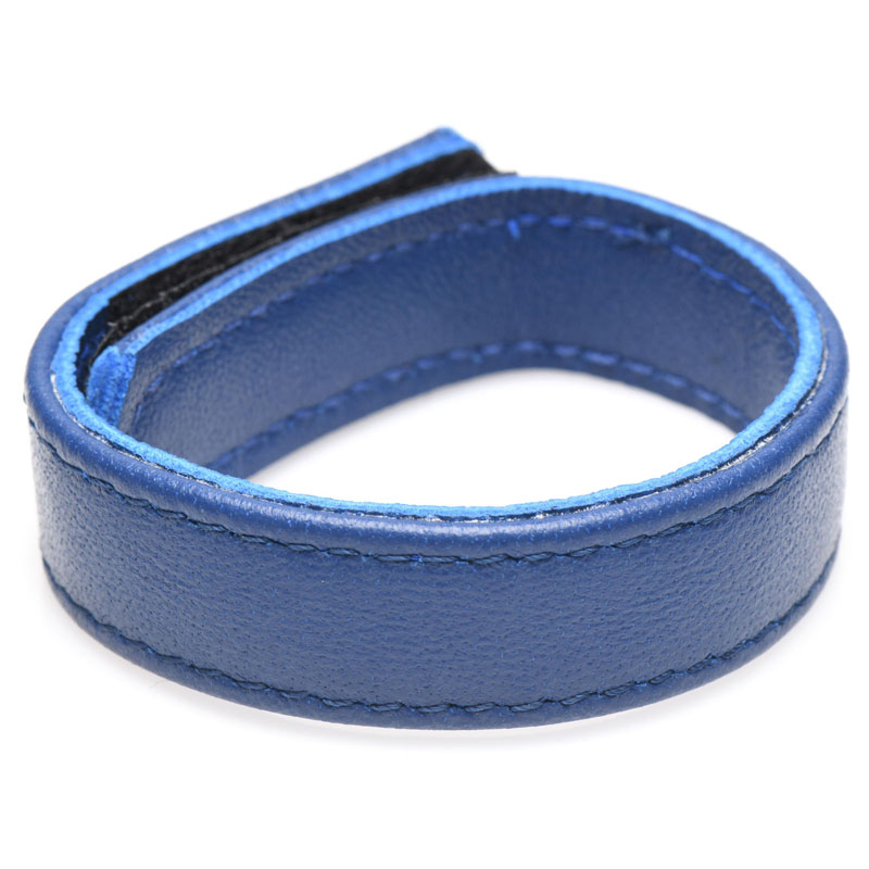 Velcro Leather Cock Ring - Blue - Image 2